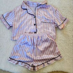 Silky stripped pajama set